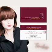 シックなブルゴーニュとホワイトモノグラムプロフェッショナル 名刺