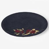 シックなブルゴーニュと金ゴールドネイビーブルー ペーパープレート (アングル)