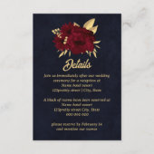 シックなブルゴーニュと金ゴールドネイビー結婚ズ エンクロージャーカード (正面)