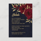 シックなブルゴーニュと金ゴールドネイビー結婚ズ エンクロージャーカード (正面)