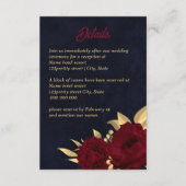 シックなブルゴーニュと金ゴールドネイビー結婚ズ エンクロージャーカード (正面)