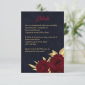 シックなブルゴーニュと金ゴールドネイビー結婚ズ エンクロージャーカード (スタンド正面)