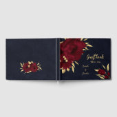 シックなブルゴーニュと金ゴールドネイビー結婚ズ ゲストブック (全面)