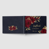 シックなブルゴーニュと金ゴールドネイビー結婚ズ ゲストブック (全面)