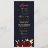 シックなブルゴーニュと金ゴールドネイビー結婚ブルー メニュー (正面)