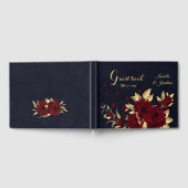 シックなブルゴーニュと金ゴールドネ結婚ヴィーのゲストブック ゲストブック (全面)