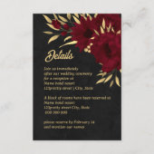 シックなブルゴーニュと金ゴールドブラック結婚ズ エンクロージャーカード (正面)