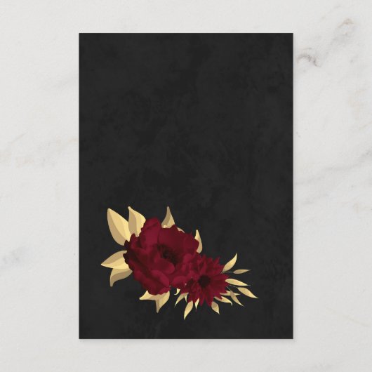 シックなブルゴーニュと金ゴールドブラック結婚ズ エンクロージャーカード (裏面)