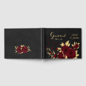 シックなブルゴーニュと金ゴールドブラック結婚ズ ゲストブック (全面)