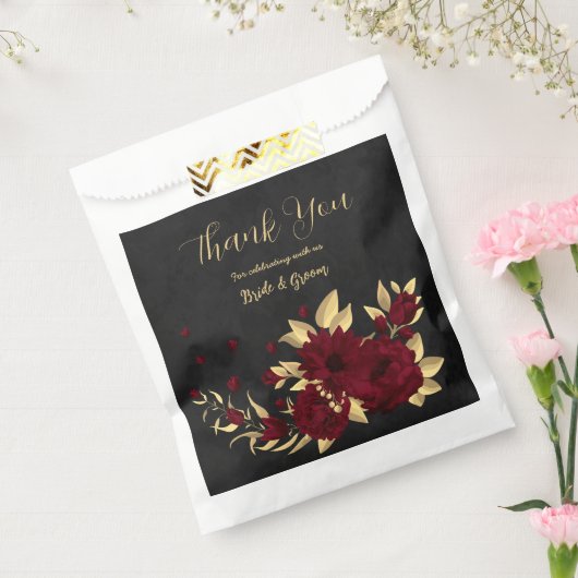 シックなブルゴーニュと金ゴールドブラック結婚ズ フェイバーバッグ (封をした状態)