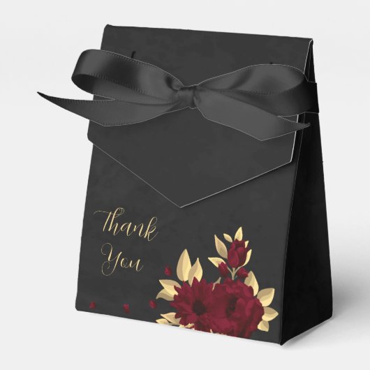 シックなブルゴーニュと金ゴールドブラック結婚ズ フェイバーボックス (正面サイド)