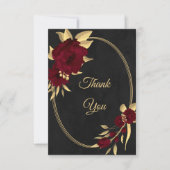シックなブルゴーニュと金ゴールドブラック サンキューカード (正面)