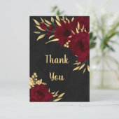 シックなブルゴーニュと金ゴールドブラック サンキューカード (スタンド正面)