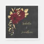 シックなブルゴーニュと金ゴールドブラック スタンダードランチョンナプキン (正面)