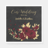 シックなブルゴーニュと金ゴールドブラック スタンダードランチョンナプキン (正面)