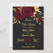 シックなブルゴーニュと金ゴールドブラック セーブザデート (正面)