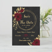 シックなブルゴーニュと金ゴールドブラック セーブザデート (スタンド正面)