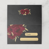 シックなブルゴーニュと金ゴールドブラック プレイスカード (外部開封)