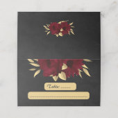 シックなブルゴーニュと金ゴールドブラック プレイスカード (外部開封)