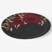 シックなブルゴーニュと金ゴールドブラック ペーパープレート (アングル)