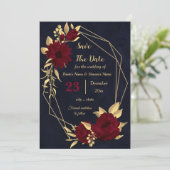 シックなブルゴーニュと金ゴールド海軍の幾何学的 セーブザデート (スタンド正面)