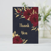 シックなブルゴーニュと金ゴールド海軍サンキューカード サンキューカード (スタンド正面)