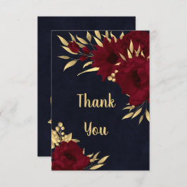 シックなブルゴーニュと金ゴールド海軍サンキューカード サンキューカード