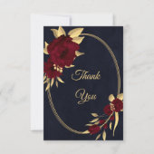 シックなブルゴーニュと金ゴールド海軍 サンキューカード (正面)