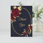 シックなブルゴーニュと金ゴールド海軍 サンキューカード (スタンド正面)