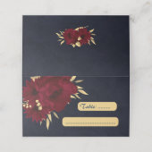 シックなブルゴーニュと金ゴールド海軍 プレイスカード (外部開封)