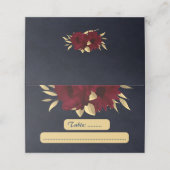 シックなブルゴーニュと金ゴールド海軍 プレイスカード (外部開封)