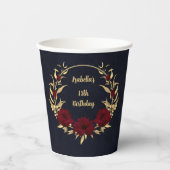 シックなブルゴーニュと金ゴールド海軍 紙コップ (正面)
