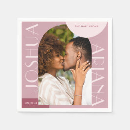 シックなブルゴーニュのアーチフォト結婚ズ スタンダードカクテルナプキン