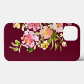 シックなブルゴーニュの水彩フローラスタイリッシュ花 Case-Mate iPhoneケース (裏面 (横))