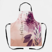 シックなブルゴーニュの水色フローラ署名 エプロン (正面)