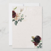 シックなブルゴーニュの花金ゴールドフレームキンセアニラ 招待状 (裏面)