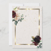 シックなブルゴーニュの花金ゴールドフレーム退職パーティー 招待状 (裏面)