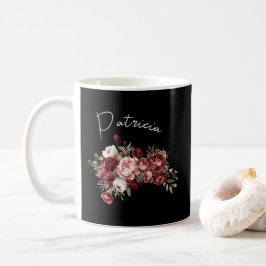 シックなブルゴーニュの花 コーヒーマグカップ