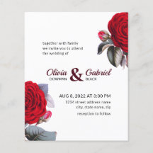 シックなブルゴーニュの赤いバラ。ブロッサム結婚自然の請求書