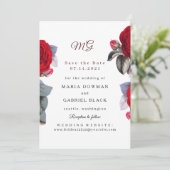 シックなブルゴーニュの赤いバラ。ブロッサム結婚自然 セーブザデート (スタンド正面)