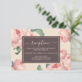 シックなブルゴーニュオフホワイトピンクローズフローラ結婚ズ エンクロージャーカード (スタンド正面)