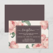 シックなブルゴーニュオフホワイトピンクローズフローラ結婚ズ エンクロージャーカード (正面/裏面)