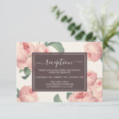 シックなブルゴーニュオフホワイトピンクローズフローラ結婚ズ エンクロージャーカード (スタンド正面)