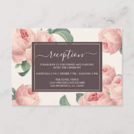 シックなブルゴーニュオフホワイトピンクローズフローラ結婚ズ エンクロージャーカード