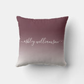 シックなブルゴーニュグラデーションホワイトエフェクトモノグラム名 クッション (裏面)