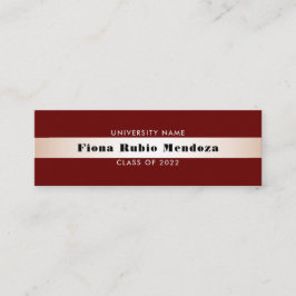 シックなブルゴーニュバラ金ゴールド卒業名挿入 スキニー名刺