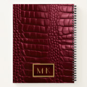 シックなブルゴーニュフェイクーレッドクロコダイルビジネス ノートブック (裏面)