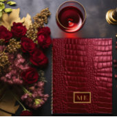 シックなブルゴーニュフェイクーレッドクロコダイルビジネス プランナー手帳