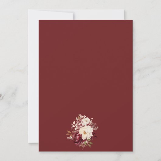 シックなブルゴーニュフラワーズ結婚式招待状 招待状 (裏面)