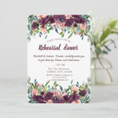 シックなブルゴーニュフラワーリハーサルディナー 招待状 (スタンド正面)